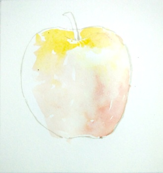 Step 2 - apple water coloring, light shades applied